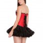 Red Black Leather Steampunk Gothic Overbust & Tissue Tutu Skirt Corset Dress