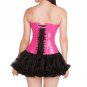 Pink PVC Faux Leather Burlesque Gothic Overbust & Tissue Tutu Skirt Corset Dress