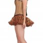 Printed Brown Leather Black Piping  Overbust & Tissue Tutu Skirt Corset Dress