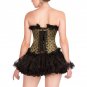 Olive Green Satin Polka Dots Gothic Burlesque Overbust Tutu Skirt Corset Dress