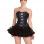 Blue Black Brocade Gothic Bustier Overbust Top & Tissue Tutu Skirt Corset Dress