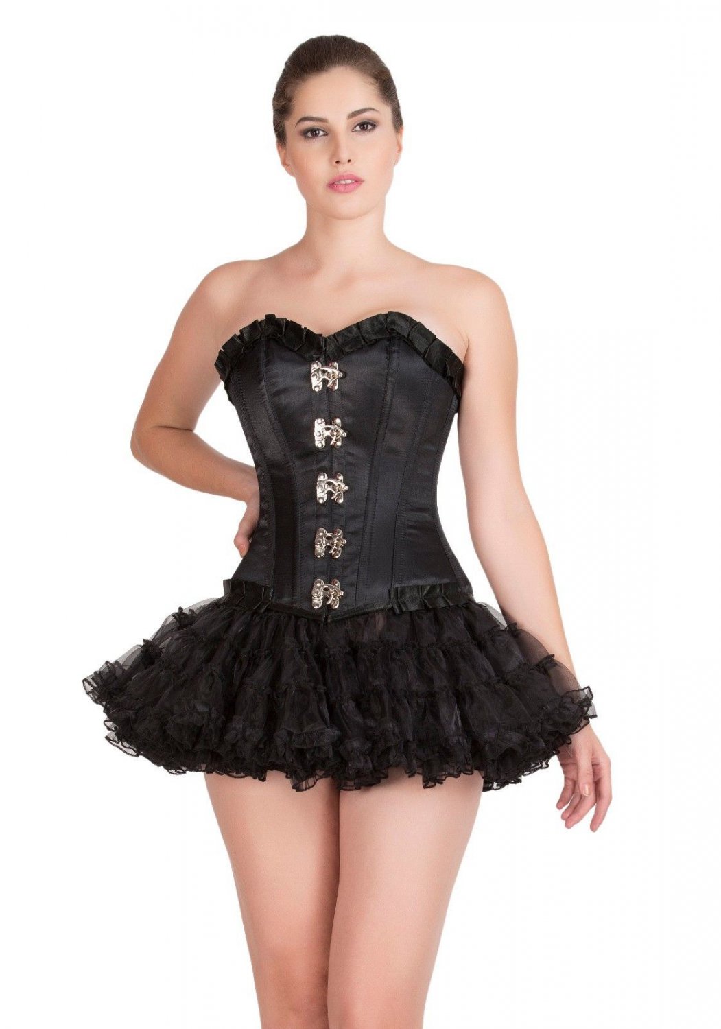 Black Satin And Lace Gothic Bustier Overbust Top And Tissue Tutu Skirt