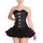 Black Satin & Lace Gothic Bustier Overbust Top & Tissue Tutu Skirt Corset Dress