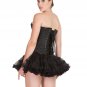Black Brocade Gothic Burlesque Bustier Overbust & Tissue Tutu Skirt Corset Dress