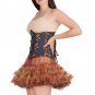 Leopard Print Leather Blue Denim Goth Underbust & Tissue Tutu Skirt Corset Dress