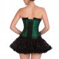 Green Black Brocade DOUBLE BONE Goth Burlesque Overbust Tutu Skirt Corset Dress