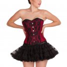 Red Lining Poly Cotton Black Net Gothic Costume Overbust Tutu Skirt Corset Dress