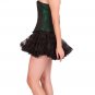 Green Black Brocade Gothic Burlesque Costume Overbust & Tutu Skirt Corset Dress