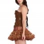 Printed Brown Soft Leather Gothic Overbust & Tissue Tutu Skirt Corset Dress