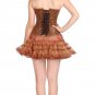 Printed Brown Soft Leather Gothic Overbust & Tissue Tutu Skirt Corset Dress