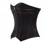 Black Faux Leather Zipper Goth Steampunk Waist Training Bustier Overbust Corset