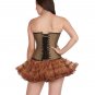 Brown Cotton Halloween Costume Gothic Steampunk Bustier Overbust Corset Top