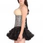 Black & White Faux Leather Animal Gothic Steampunk Bustier Underbust Corset Top