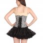 Black & White Faux Leather Animal Gothic Steampunk Bustier Underbust Corset Top