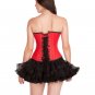 Red Black Leather Halloween Costume Gothic Steampunk Bustier Overbust Corset Top