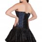 Blue Black Brocade Goth Halloween Costume Burlesque Bustier Overbust Corset Top