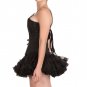 Black Brocade Leather Straps Goth Bustier Halloween Costume Overbust Corset Top