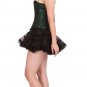 Green Black Brocade Goth Burlesque Halloween Costume Bustier Overbust Corset Top