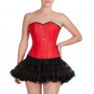 Red Leather Gothic Steampunk Halloween Costume Waist Shaper Overbust Corset Top