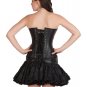 Black Leather & Front Lace Design Halloween Costume Bustier Overbust Corset Top