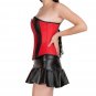 Red & Black Leather Halloween Costume Bustier Waist Training Overbust Corset Top