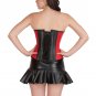 Red & Black Leather Halloween Costume Bustier Waist Training Overbust Corset Top
