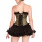 Olive Green Satin Polka Dots Halloween Costume Waist Shaper Overbust Corset Top