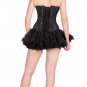 Blue Black Brocade Halloween Costume Waist Training Bustier Overbust Corset Top