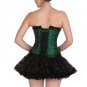 Green Black Brocade DOUBLE BONE Halloween Costume Bustier Overbust Corset Top