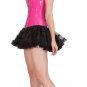 Pink PVC Leather Halloween Costume Burlesque Waist Shaper Overbust Corset Top