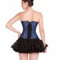 Blue Black Brocade Purple Cotton Halloween Costume Burlesque Overbust Corset Top