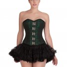 Green Black Brocade Halloween Costume Goth Steampunk Bustier Overbust Corset Top