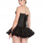 Black Brocade Halloween Costume Goth Burlesque Waist Shaper Overbust Corset Top
