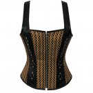 Cotton Jute Leather Shoulder Strap Gothic Steampunk Bustier Overbust Corset Top