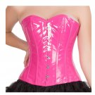 Pink PVC Faux Leather Burlesque Gothic Waist Training Overbust Corset Costume