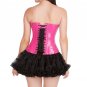 Pink PVC Faux Leather Burlesque Gothic Waist Training Overbust Corset Costume