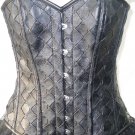 Black Faux Leather Gothic Steampunk Waist Cincher Bustier Overbust Corset Top
