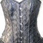 Black Faux Leather Gothic Steampunk Waist Cincher Bustier Overbust Corset Top