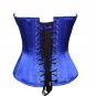 Blue Satin Stars Print Goth Burlesque Waist Training Bustier Overbust Corset Top