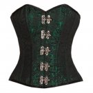 Green Black Brocade Gothic Steampunk Waist Shaper Bustier Overbust Corset Top