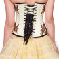 Yellow Satin Handmade Sequins Halloween Costume Goth Bustier Overbust Corset Top