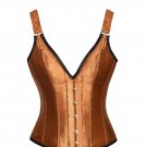 Apricot Silk Shoulder Strap Gothic BurlesqueWaist Training Overbust Corset Top