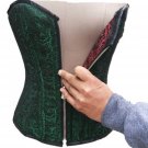 Green Red Reversible Brocade Gothic Steampunk Waist Training Overbust Corset To