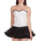 White Rice Leather Gothic Burlesque Overbust Costume & Tutu Skirt Corset Dress
