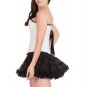 White Rice Leather Gothic Burlesque Overbust Costume & Tutu Skirt Corset Dress