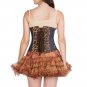 Leopard Print Leather Blue Denim Gothic Burlesque Costume Underbust Corset Top
