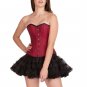 Red Cotton Black Satin Piping Gothic Overbust costume & Tutu Skirt Corset Dress
