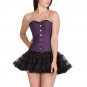 Purple Cotton Black Satin Piping Goth Overbust Costume & Tutu Skirt Corset Dress