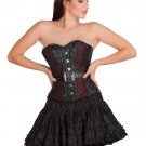Red Black Brocade & Leather Gothic Overbust Costume & Tutu Skirt Corset Dress