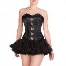 Black Satin & Lace Gothic Bustier Overbust Costume & Tutu Skirt Corset Dress